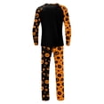 thumbnail image 7 of Halloween Family Matching Pajamas Set, Halloween Letter & Pumpkin Ghost Print Round Neck Long Sleeve PJs Set, 2 Pieces Cotton Loungewear, Black Orange Color Block Raglan Sleepwear, Women M, 7 of 7