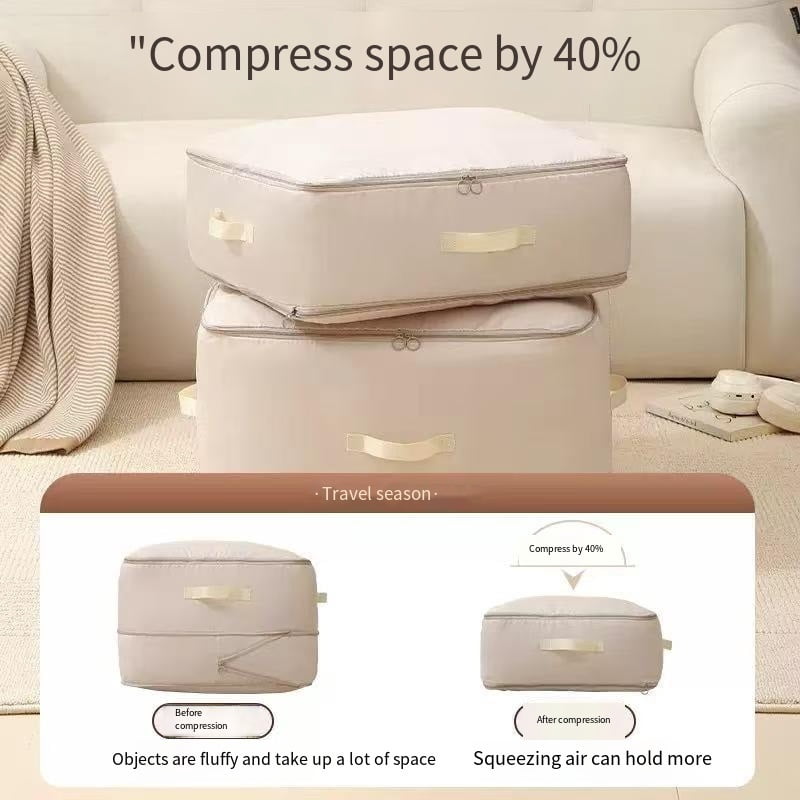 2 extra-large Vacuum Storage Bags for Clothes, Travel Compression Bags Set with Hand Pump - Space Saving Organizer for Clothing, Quilts, Down Jackets