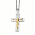 thumbnail image 1 of Stainless Steel Brushed, Polished Yellow IP-plated Crucifix Necklace 20 Inch, 1 of 3