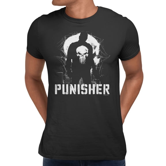 Marvel Spider-Man Brand New Day Men's The Punisher Web Silhouette T-Shirt (Black, S-XXXL)