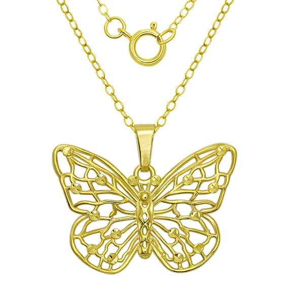 Brilliance Fine Jewelry 10KT Yellow Gold Butterfly Pendant with 18" Gold Filled Chain