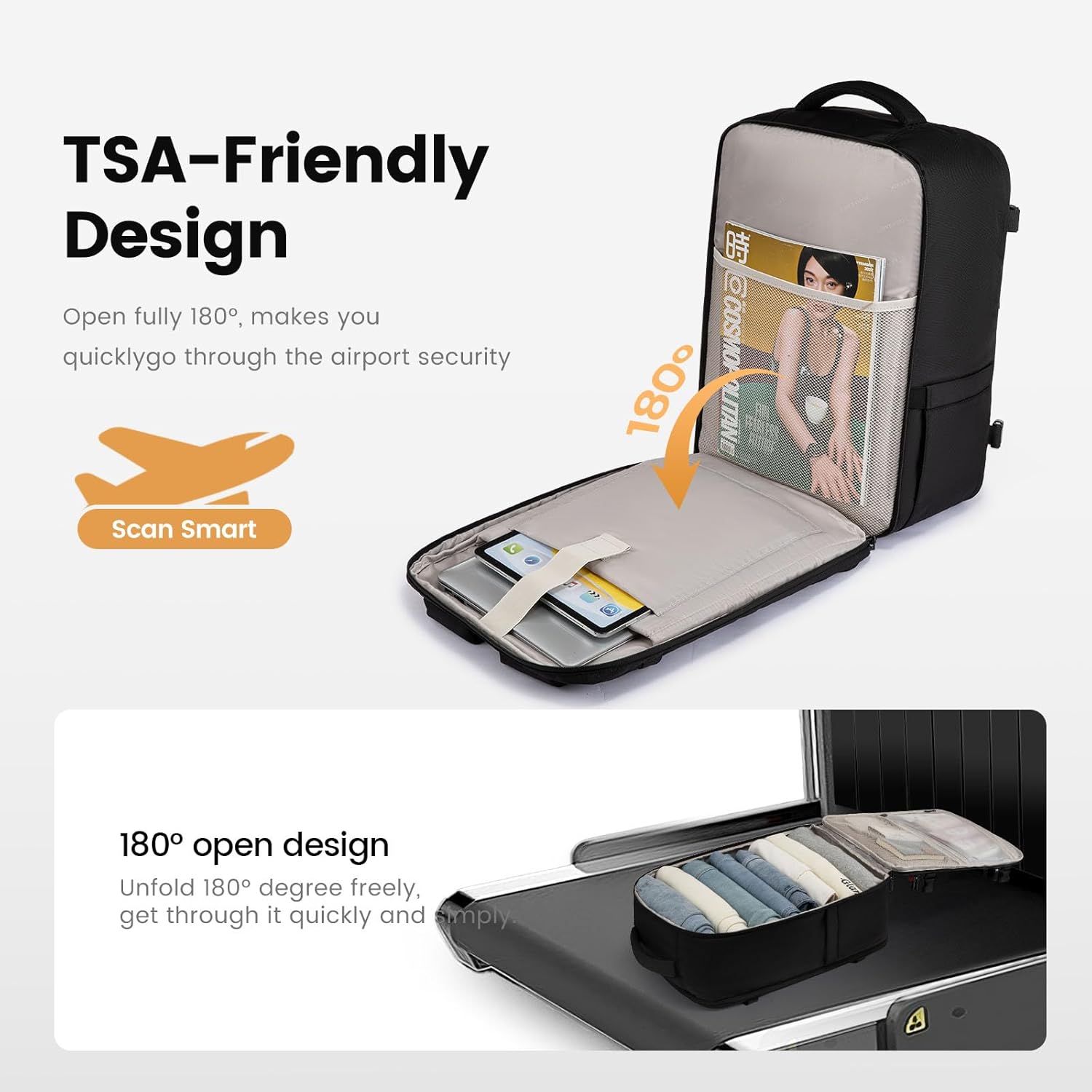 LOVEVOOK 40L Travel Backpack for Men, Airline Approved Carry On Luggage with 3 Packing Cubes, TSA Overnight Bags, Waterproof Personal Item Bag, Weekender Essentials Backpacks fits 17.3" Laptop