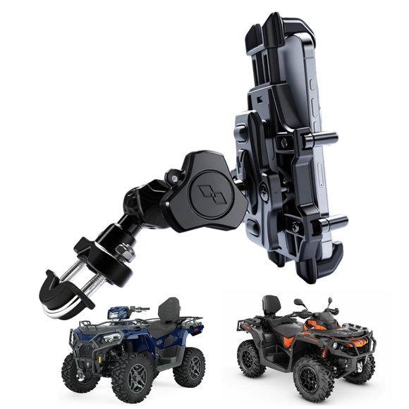QYMOTO ATV Cell Phone Holder,Motorcycle Phone Mount Anti Vibration Handlebar Mount 360 Cellphone Holder Clamp Compatiable with Polaris Can am CFMOTO F