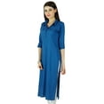 thumbnail image 3 of Bimba Women 3/4 Sleeve Formal Tunic Collar Neck Casual Kurta Kurti Rayon, 3 of 7