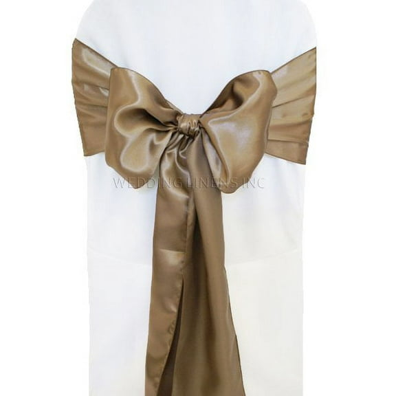 Wedding Linens Inc. (10pcs) 8" x 108" Satin Chair Sashes Chair Sash Bow ties for Wedding Party Catering Banquet Decoration Events - Latte