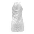 thumbnail image 5 of BSDJILFG Cotton Dresses for Women Summer Halter Eyelet Dress Round Neck Button Breathable Soft Solid Dress White S-XXXL, 5 of 7