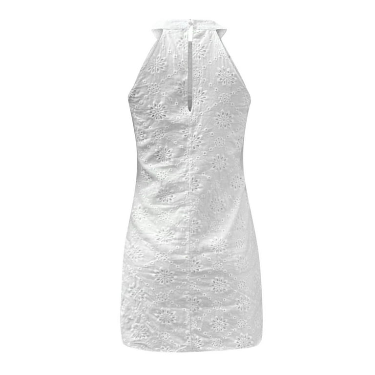 Bsdjilfg Cotton Dresses for Women Summer Halter Eyelet Dress Round Neck Button Breathable Soft Solid Dress White S-xxxl, Women's, Size: Large Bsdjilfg Cotton Dresses for Women Summer Halter Eyelet Dress Round Neck Button Breathable Soft Solid Dress White S-xxxl, Women's, Size: Large