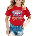 thumbnail image 1 of Rhuody Hauts pour Fille T-Shirt à Col Rond Imprimés de Dessins Animés T-Shirt Manches Courtes Hauts Simple Tenue Quotidienne 6-7 Ans Rouge, 1 of 4