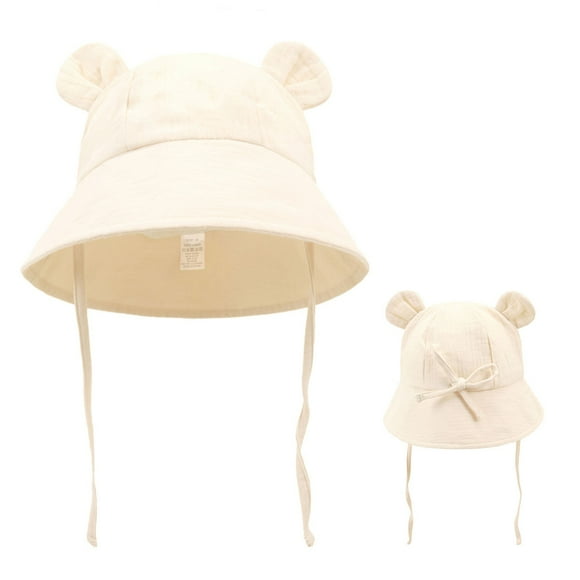 Chapeau Fille Baby Toddler Summer Cotton Breathable Bucket Hat Cartoon Bear Design Fruit Prints Sun Hat Chapeau Bebe Beige 1 Years-3 Years