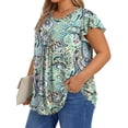 thumbnail image 5 of Fantaslook Womens Blouses Dressy Casual Pleated Tunic Tops Floral Ruffle Sleeve Summer Shirts, 5 of 10