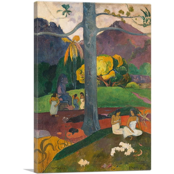 ARTCANVAS In Olden Times - Mata Mua 1892 Canvas Art Print by Paul Gauguin - Size: 12" x 8" (0.75" Deep)