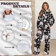 thumbnail image 4 of Renewold Two Piece Lounge Sets for Women Drawstring Turtleneck Pullover Wide Leg Sweatpants Tracksuit Travel Sweatsuits for Women Set Airport Travel Outfits, Elegant Peony Flower Print Black, M, 4 of 7