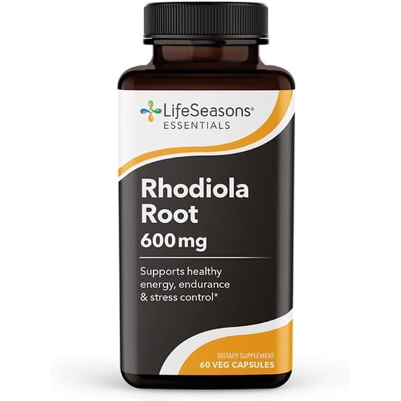LifeSeasons Essentials Rhodiola Root - Supports Healthy Stress Response, Natural Sleep Cycles, Brain Health & More - Natural Calm Support - 600 mg per 2 Capsules - 30 Day Supply