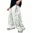 thumbnail image 5 of Vornjynx Kids Boys Cargo Pants High Waist Wide Leg with Pocket Casual Summer Outdoor Hiking Pants White Size 8, 5 of 8