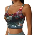 thumbnail image 2 of Gukieu Vibrant Bouquet Waterfall Print Women's Sports Vest, Low-neck U-shaped Removable Pad Sports Bra for Yoga, Exercise, Dance-Large, 2 of 8