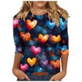 thumbnail image 2 of Viikei Long Sleeve Tops for Women Dressy,Women'sFashion Printing Casual Round-Neck 3/4 Sleeve T-shirt Blouse Multicolor XXXL, 2 of 5