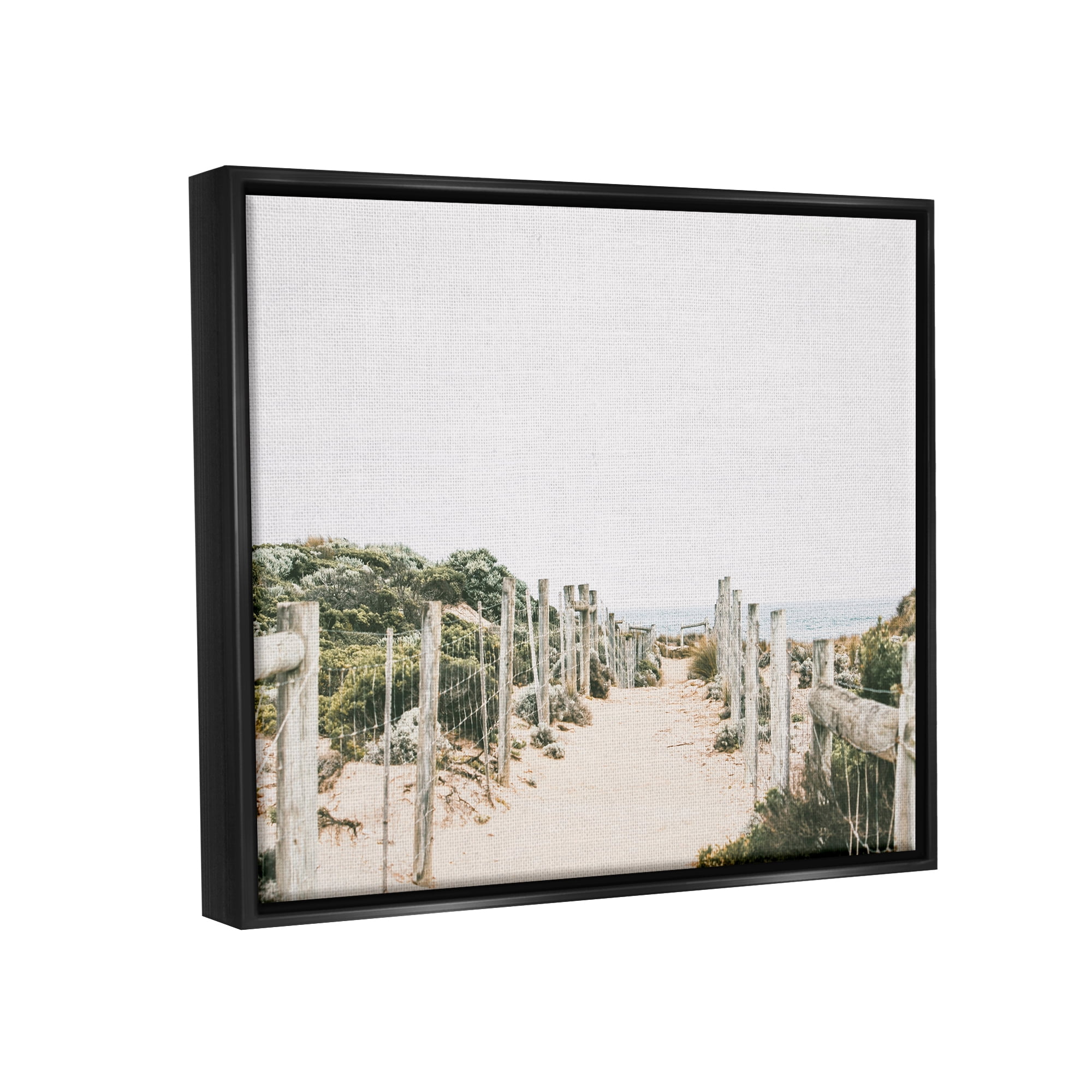 Stupell Industries Sandy Beach Boardwalk Landscape Coastal Photography Black Floater Framed Art Print Wall Art
