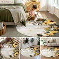 thumbnail image 6 of Yellow Floral Spring 3ft Round Rug, Summer Rustic Botanical Vintage Wood Non-Skid Rubber Backing Large Area Rugs - Living Room Bedroom Home Office, Indoor Floor Mat Carpets Washable Rug, 6 of 9