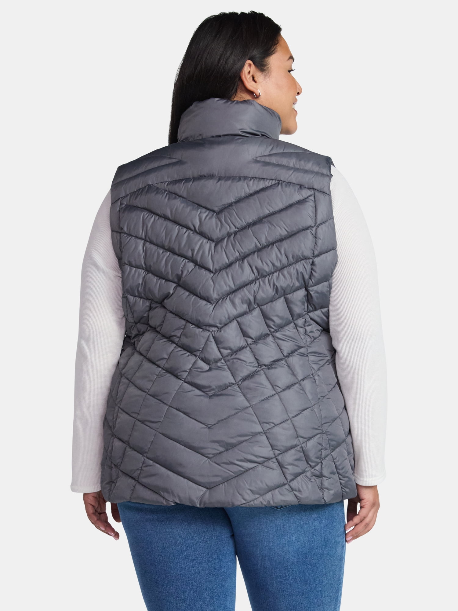 Big Chill Women's and Women's Plus Chevron Quilted Puffer Vest, Midweight, Sizes S-3X