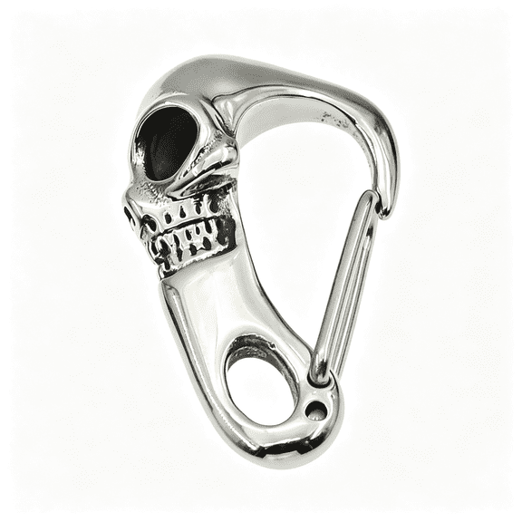 DESIGNICE Heavy Metal Skull Key Clasp Carabiner Biker Stainless Steel Keychain - Cool Keychains