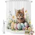 thumbnail image 2 of Shower Curtain for Bathroom Easter Watercolor Cute Cat Egg Waterproof Bath Curtains Shower Curtains with Hooks,Spring Garden Flower Leaf Bathroom Curtain Privacy Drapes for Bathtubs Toilet 36x72in, 2 of 9