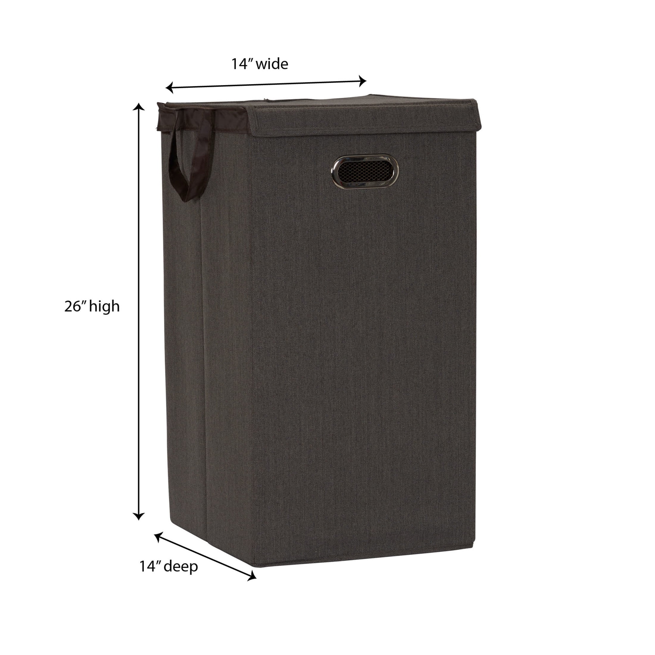 Household Essentials Laundry Hamper with Lid, Sturdy Polyester Sides with Attached Magnetic Lid, Removable Mesh Liner, Attractive Grommet Handles, Easily Transportable and Folds Flat, Cobblestone