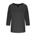 thumbnail image 5 of 3/4 Sleeve T Shirts for Women Horkkom Fall V Neck Plain T Shirts Casual Loose Pullover 3/4 Sleeve Tops Gray L, 5 of 6