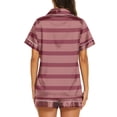 thumbnail image 4 of VV AVEORS Women'S Silk Pajamas - Plaid Striped Button Up Satin Pjs With Notch Collar - 2 Piece Satin Pajamas Set Red 3XL, 4 of 4