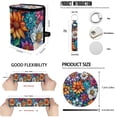 thumbnail image 6 of Yuyamidu Boho Flowers Car Seat Covers Full Set with Steering Wheel Accessories Car Seat Belt Cover Auto Rear View Mirror Cover Trash Bin Car Coasters Keychain Chapstick Holder, 6 of 7
