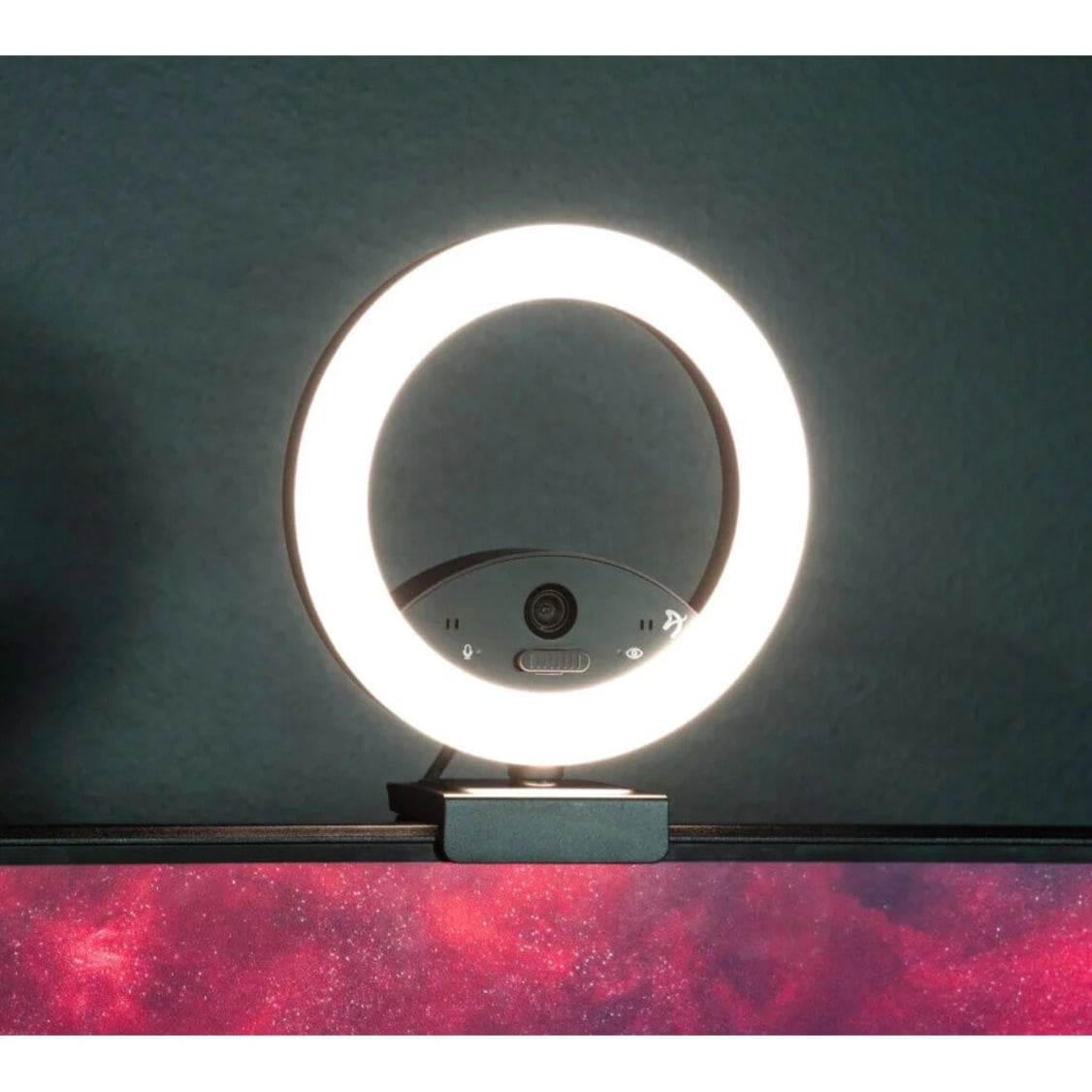 Arozzi - Occhio True Privacy Webcam with Adjustable LED Ringlight - Magnetic Privacy Cover, Dual Omni-Directional Noise Cancelling Microphones with Manual Circuit Breaker, and Full HD