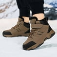 thumbnail image 5 of WhouRiu Big Boy Outdoor Sneakers Winter Lined Thermal Ankle Boots Kids Warm Insulated Athletic Walking Sneakers Beige Big Kids1, 5 of 8