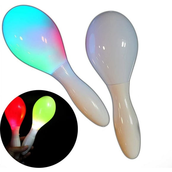 2 x Light Up LED Flashing Maracas Multi Colour Sensory Toy