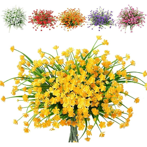 6 Pcs Artificial Flowers Fake Daffodil Flowers UV Resistant Spring Hanging Planter Flowers for Farmhouse Kitchen Office Box Fence Windows Outdoor Decorations, Yellow