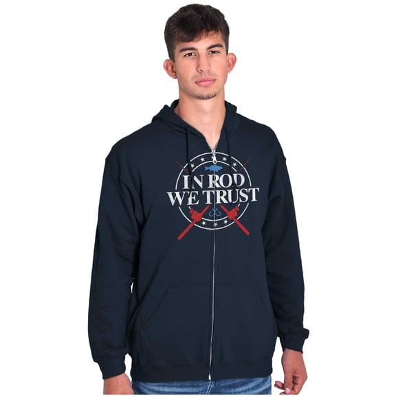 Fishing American Pride Fisherman Joke Unisex Fleece Graphic Zip Up Hoodie Brisco Brands 2X