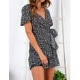 thumbnail image 3 of Robe d'Été à Manches Courtes pour Femmes, Col en V, Décontractée, à Pois, TG, 3 of 6