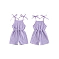 thumbnail image 3 of Aojekbee Baby Girls Summer Casual Jumpsuits Infant Sleeveless Solid Color Short Cami Playsuits, 3 of 10