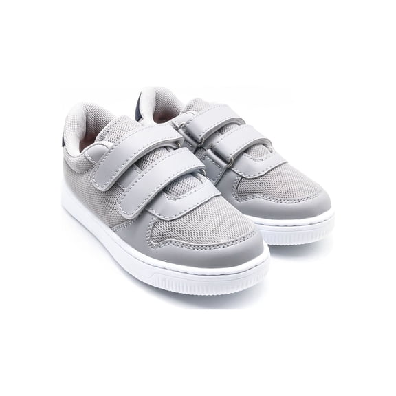 BURBER Kids Sneakers Lightweight Breathable Hook & Loop Casual Shoes for Boys & Girls, Comfortable Everyday Walking Shoes Grey 26