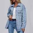 thumbnail image 4 of SUNBS Jean Jacket For Women Denim Jacket With Pocket Button Down Loose Fit Style, 4 of 8