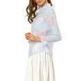 thumbnail image 4 of Unique Bargains Women's Floral Chroect Lace See Through Color Block Blouse, 4 of 7