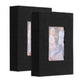 thumbnail image 1 of Álbum de Fotos Pequeño de 2 Piezas, Libro de Imágenes con Cubierta de Lino de 4x6 que Sostiene 52 Fotos, Negro, 1 of 7