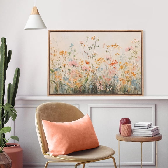 Pastel Wildflower Canvas Art Wall Art Prints Painting Floral Meadow Picture Artwork Bedroom Farmhouse Decoration for Living Room No Frame