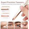 thumbnail image 3 of 2-Pack Precision Tweezers for Eyebrows, Facial Hair, Ingrown Hair Removal, Professional Stainless Steel Eyebrow Women and Men, Tweezer Set with PU Travel Case, 3 of 4