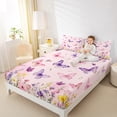 thumbnail image 4 of Homewish Watercolor Gradient Butterflies Full Size Sheets,Retro Rustic Flower Bed Sheets,Pink Purple Yellow Sheet Sets For Girl Teens,Breathable Home Decor,4pcs, 4 of 7