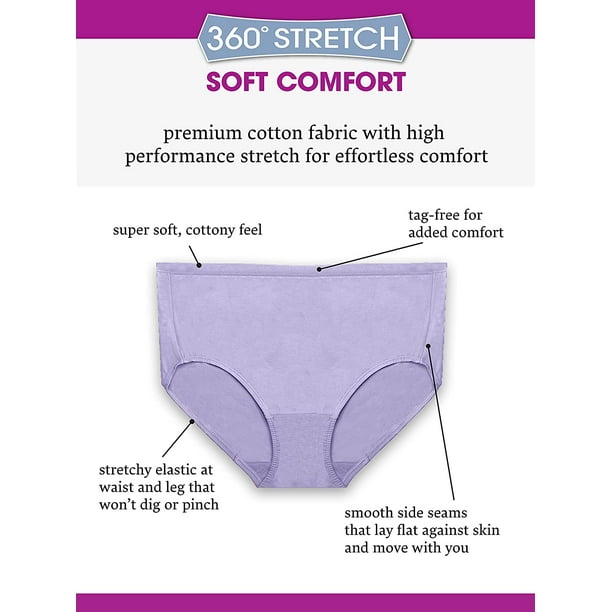 Fruit Of The Loom Womens Plus Fit for Me 360 Cotton Stretch Brief