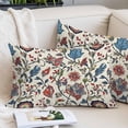 thumbnail image 2 of Boho Floral Lumar Pillow Covers, Blue Red Flower Vintage Petals Branch Leaf Soft Throw Pillow Cases with Invisible Zipper, Decorative Pillowcase Pillows Protectors for Sofa Bed Chair 16"x24", 2 of 9