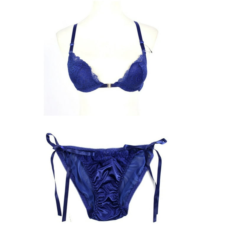 OMI Super-Comfy Lingerie Set For Women- Underwired Padded 3/4th Coverage Bra  with Front Lace & Panty (Size: 42/95 C, Color: Royal Blue) price in UAE,  UAE