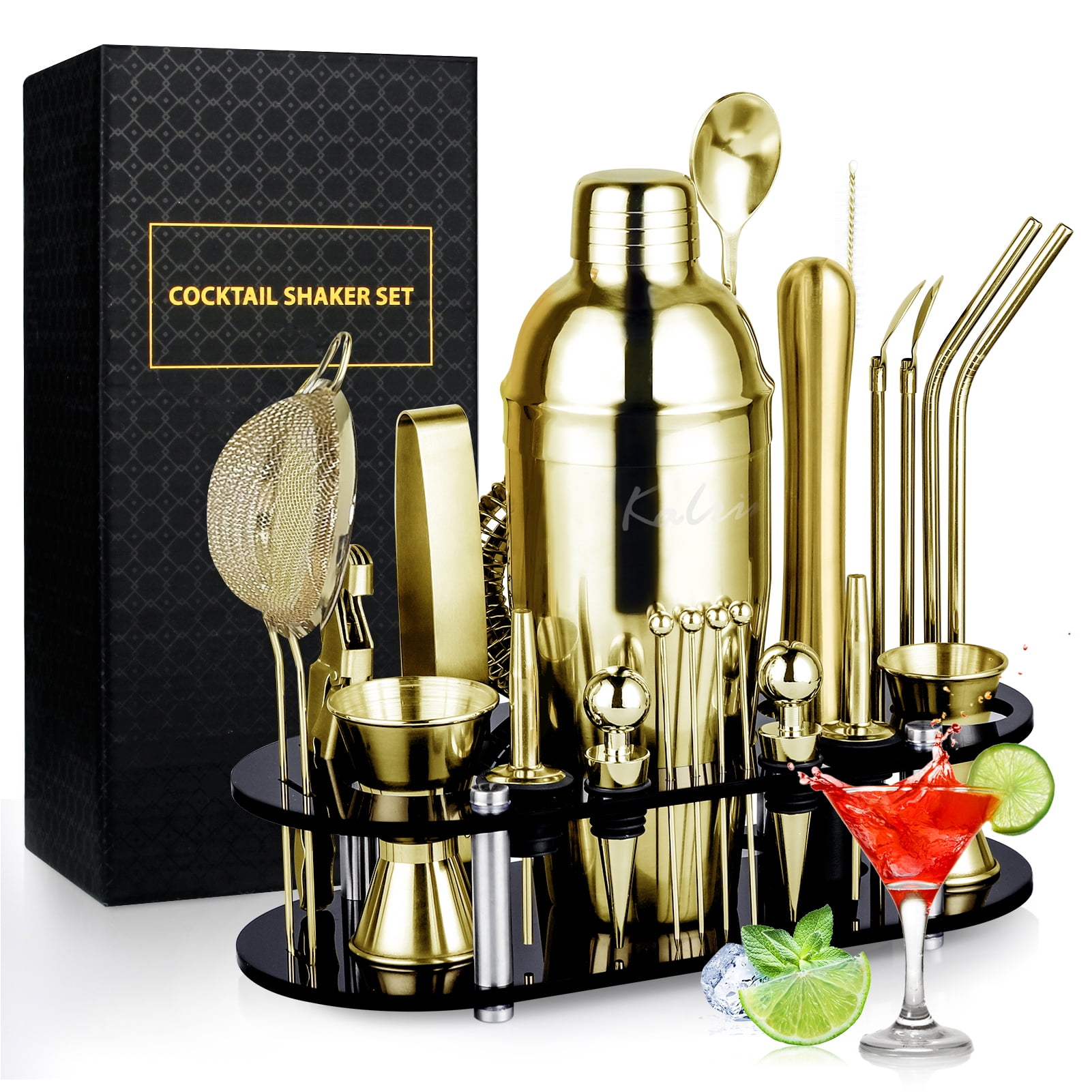 Kalrin Bartender Kit, 25Piece Cocktail Shaker Set Stainless Steel Bar