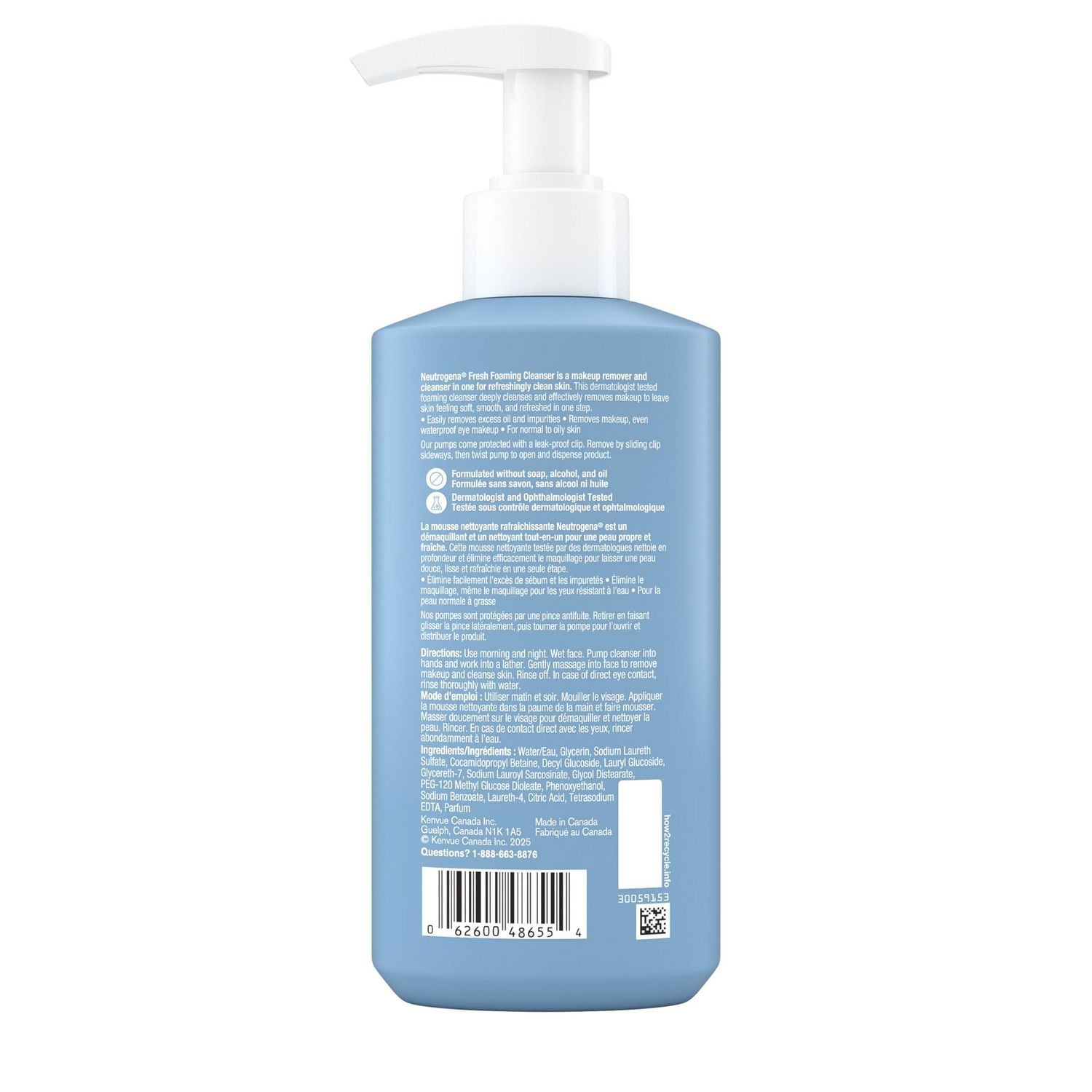 Neutrogena Fresh Foaming Facial Cleanser, All-In-One Makeup Remover Face Wash for Normal to Oily Skin Deeply Cleanses & Removes Waterproof Makeup, Soap-Free, 251 mL