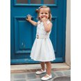thumbnail image 5 of BemeyourBBs Toddler Baby Girl Safari Dress Kids Little Baby Girls Safari Outfit Lapel Sleeveless Front Pockets Button Down Pleated Dress with Belt Spring Summer Fall Clothes, 5 of 9