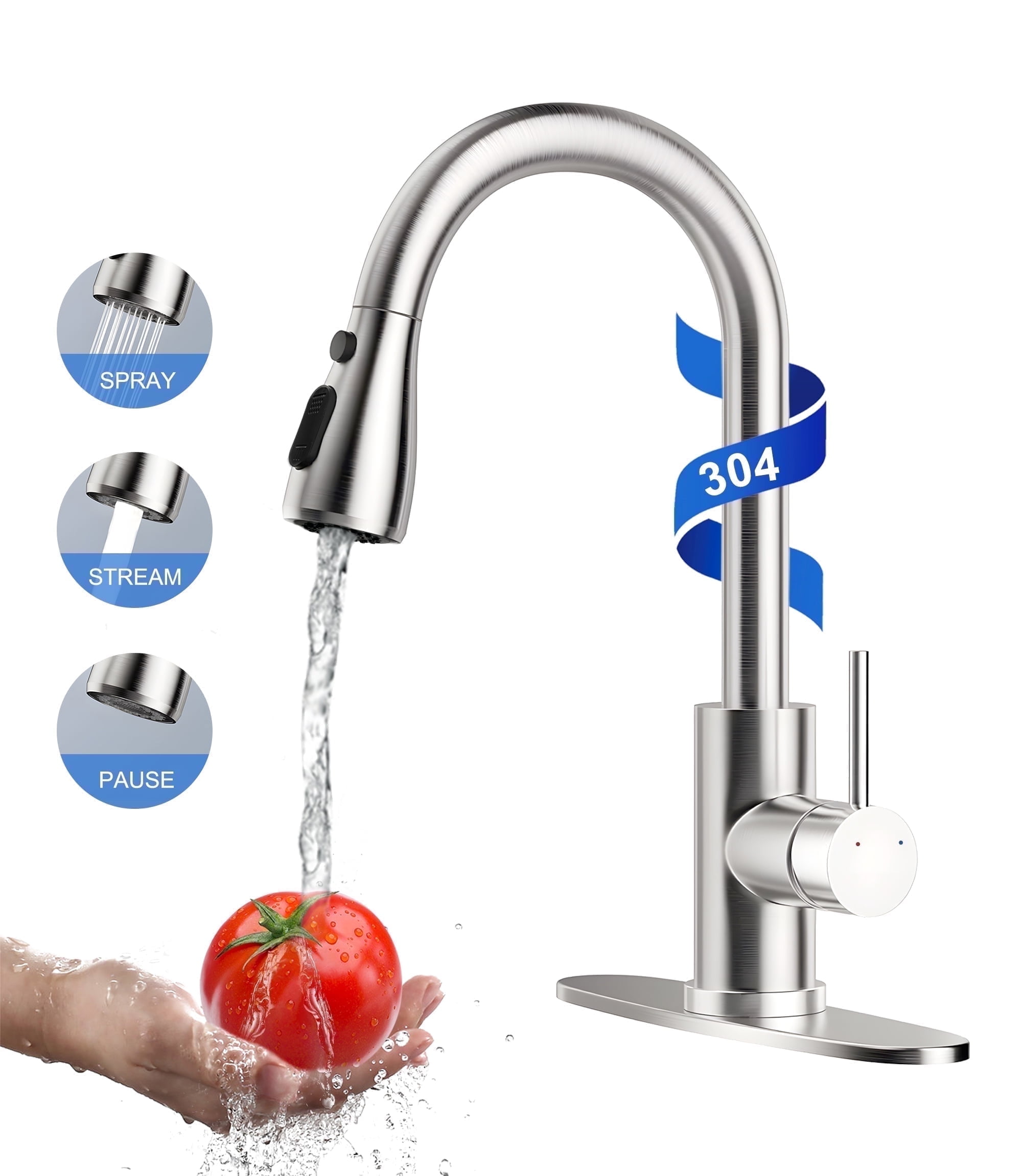 Hodvit Stainless Steel Kitchen Faucet with Pull-Down Sprayer photo 1